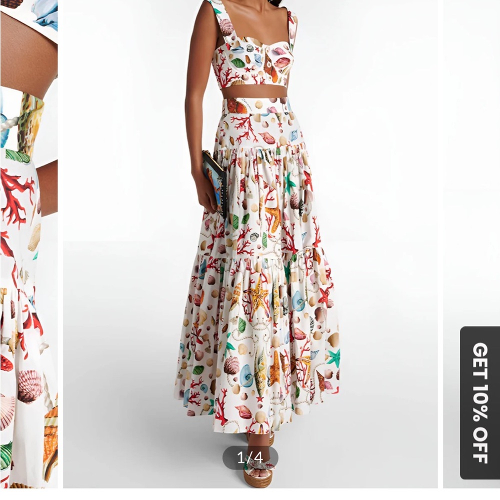 Commense Sea Shell Skirt and Crop Top Two Piece